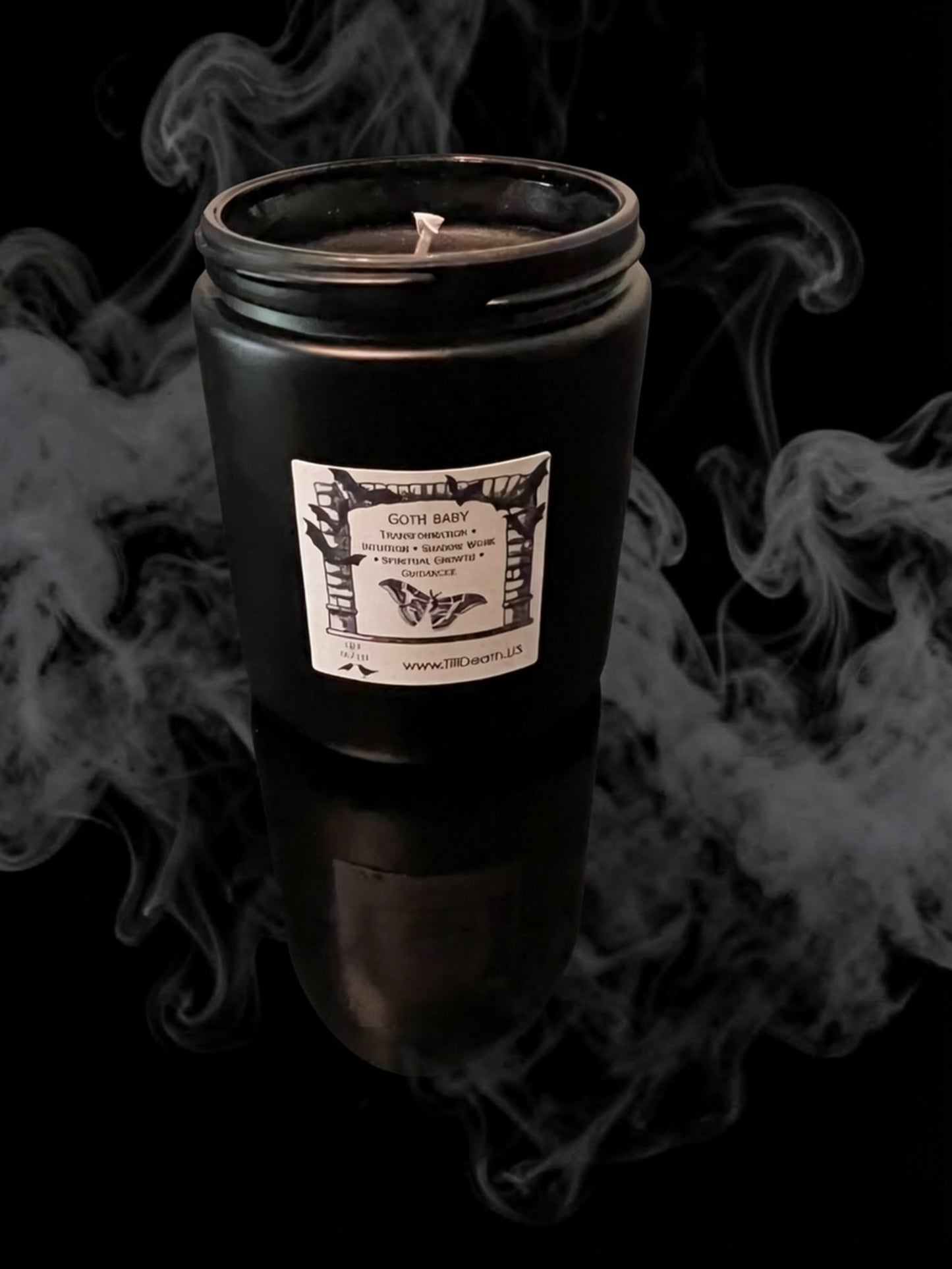 Goth baby black jar scented candle